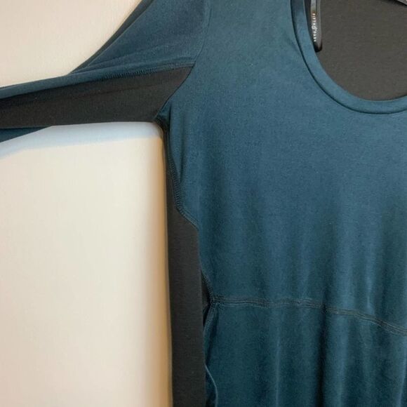 Fifth & Park mini Dress Bodycon Solid Green 3/4 Quarter Sleeve Round Neck size L - Picture 4 of 8